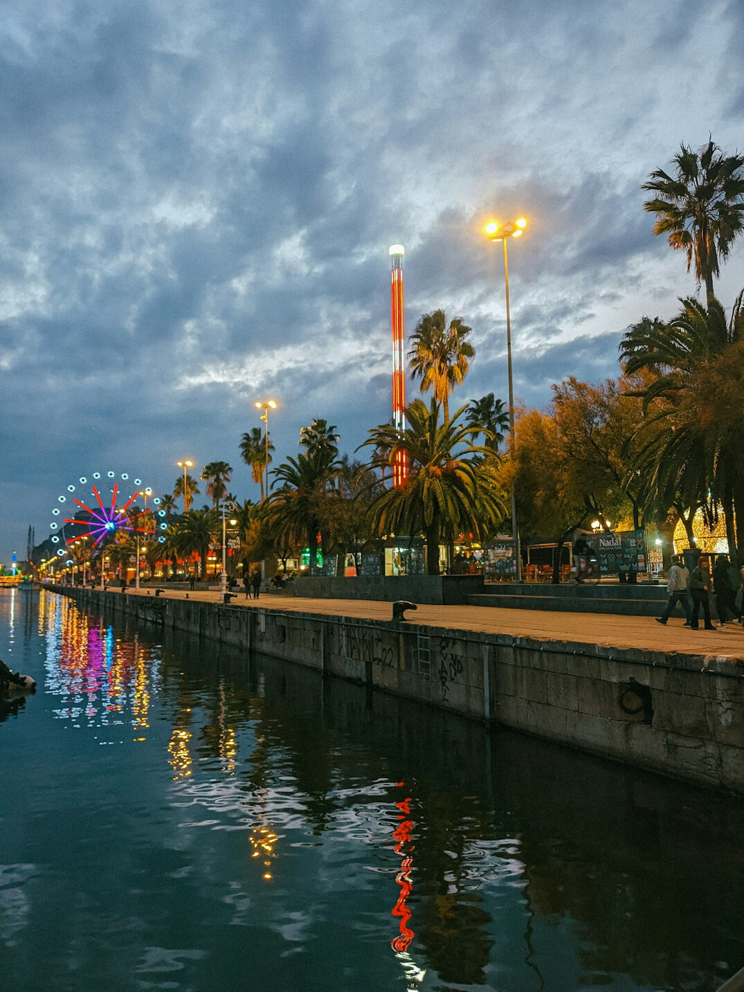 barcelona port at night